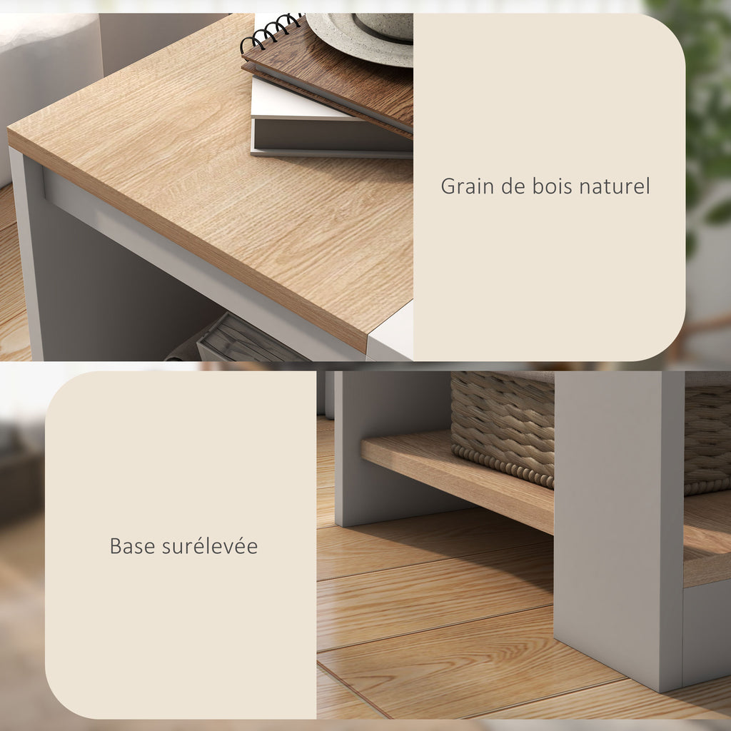 Lot de 2 tables d'appoint bout de canapé table de chevet 40 x 40 x 45 cm - blanc et naturel-5