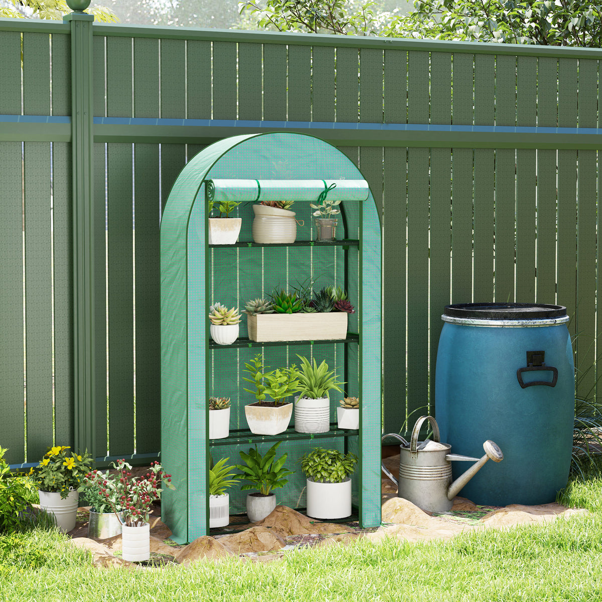 Serre de jardin serre de balcon avec étagères à 4 niveaux, bâche en PE pour légumes, plantes,105 x 45 x 160 cm, vert-1