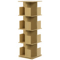 Bibliothèque Rotative à 4 Niveaux, Étagère Rangement avec 16 Compartiments, 39 x 39 x 128,3 cm, Chêne-0