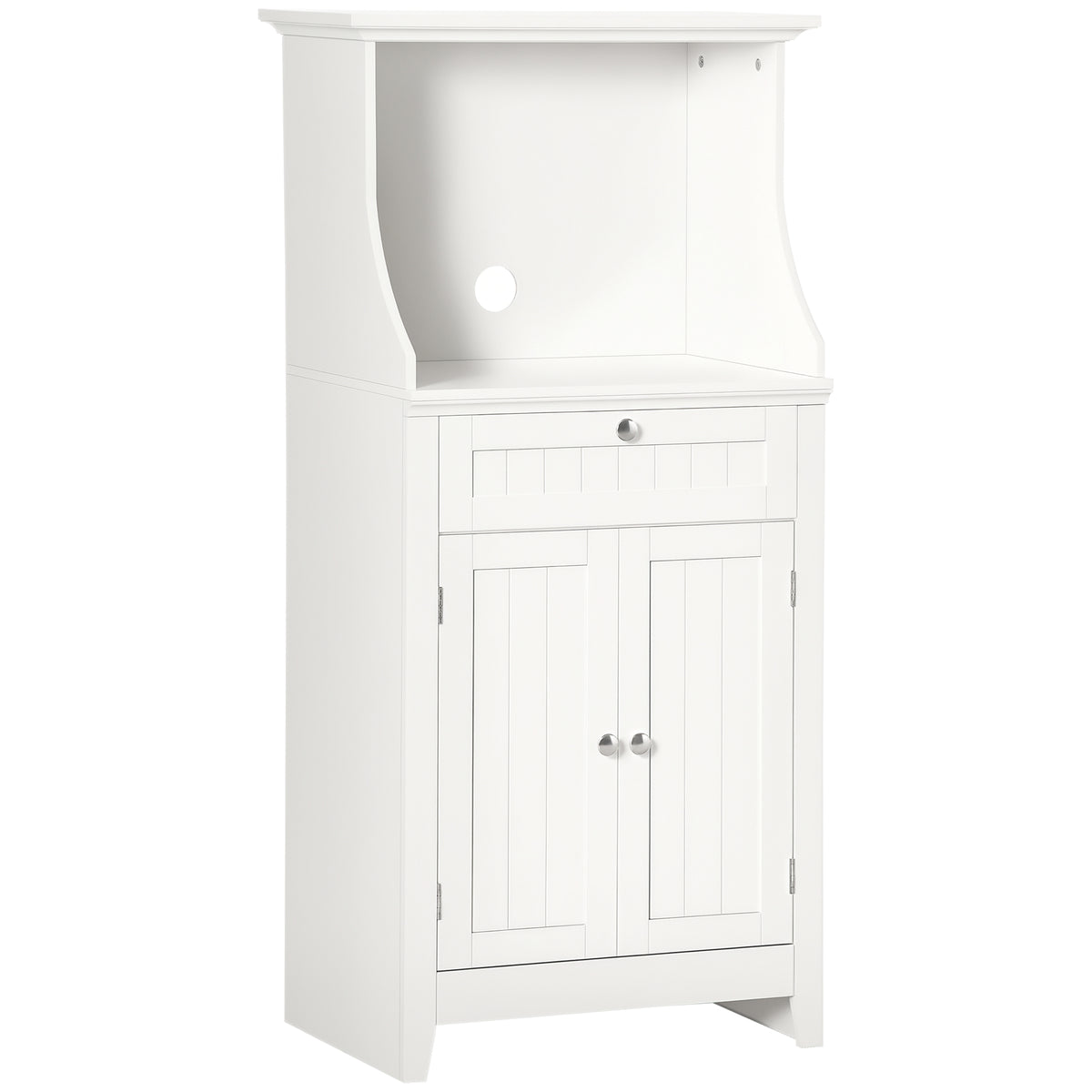 Meuble armoire micro-ondes pour cuisine avec 1 tiroir, 2 Portes 60 x 40 x 122,5 cm - MDF - Blanc-0
