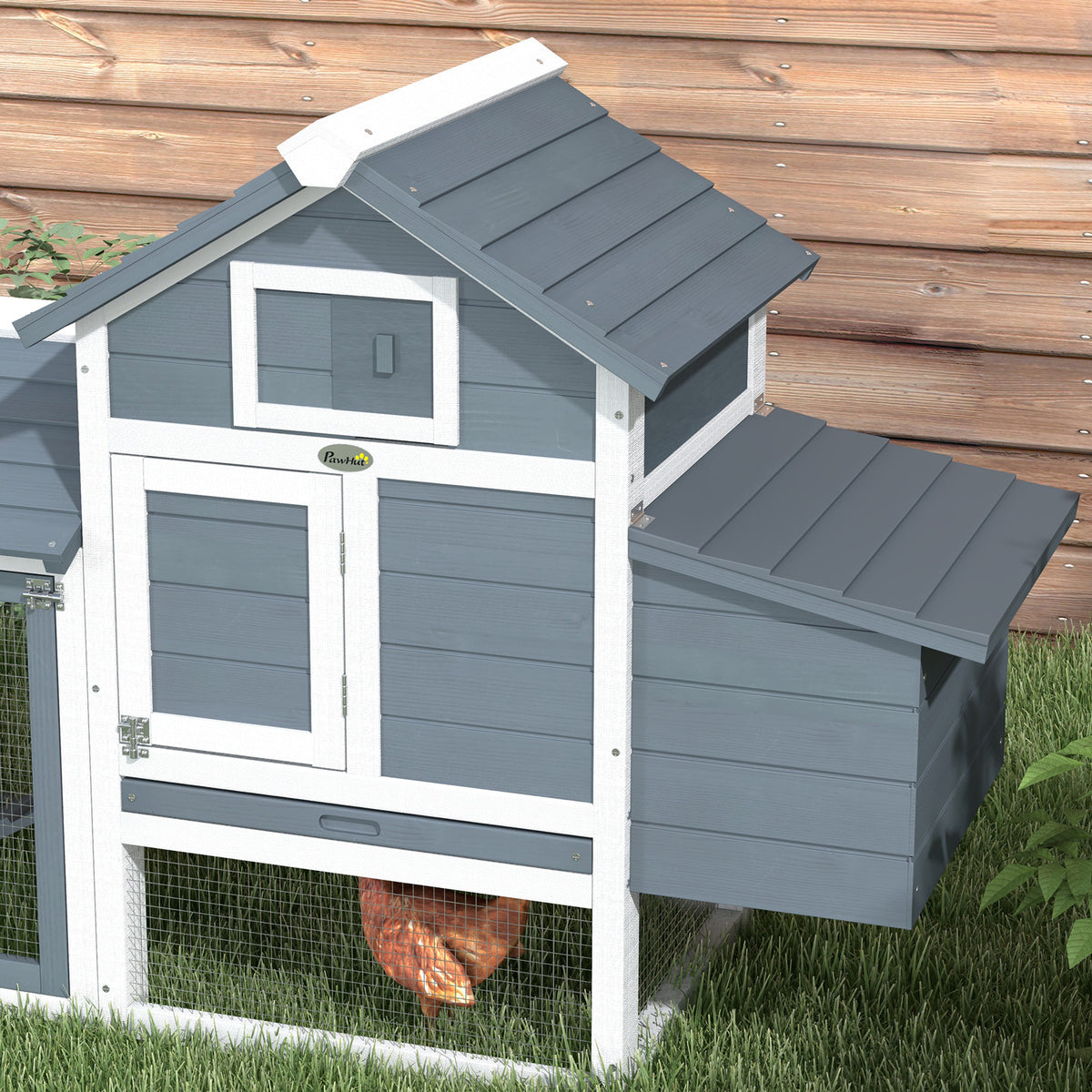 Petit poulailler cottage cage à poules sur pied dim. 150,5L x 54l x 87H cm multi-équipement bois massif de sapin-7