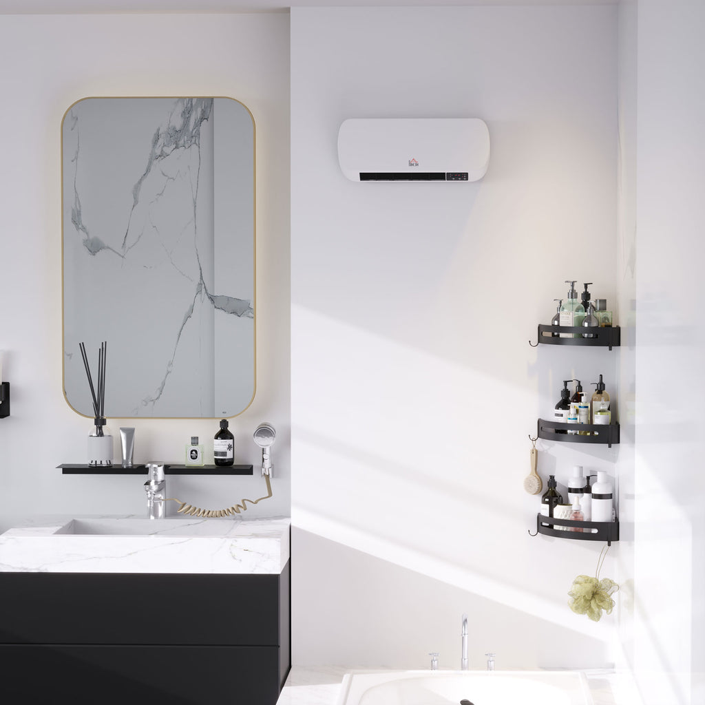 Radiateur mural soufflant 2000 W - chauffage céramique PTC - 3 niveaux de puissance - télécommande incluse blanc noir-1