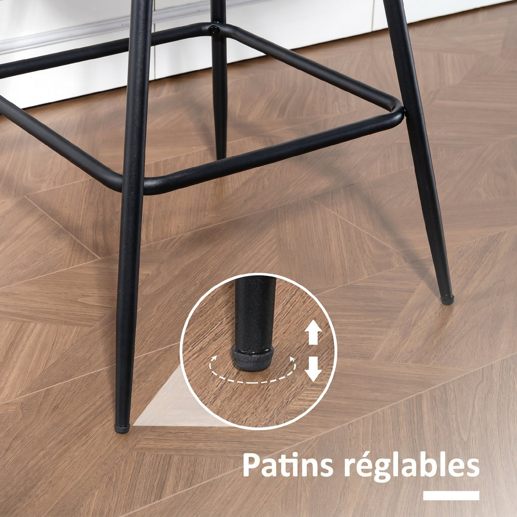 Lot de 2 tabourets de bar, chaises de bar en PU, assise rembourrée 68H cm, dossier et repose-pieds, marron-7