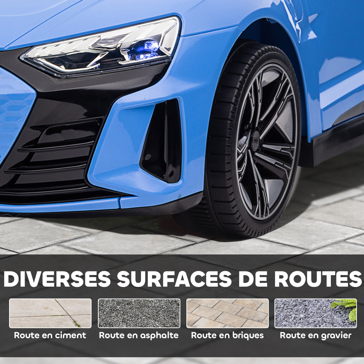 Voiture électrique enfant 12 V - véhicule électrique avec télécommande parentale fournie - V. Max. 5 Km/h - effets sonores, lumineux - Audi RS E-tron GT bleu-8