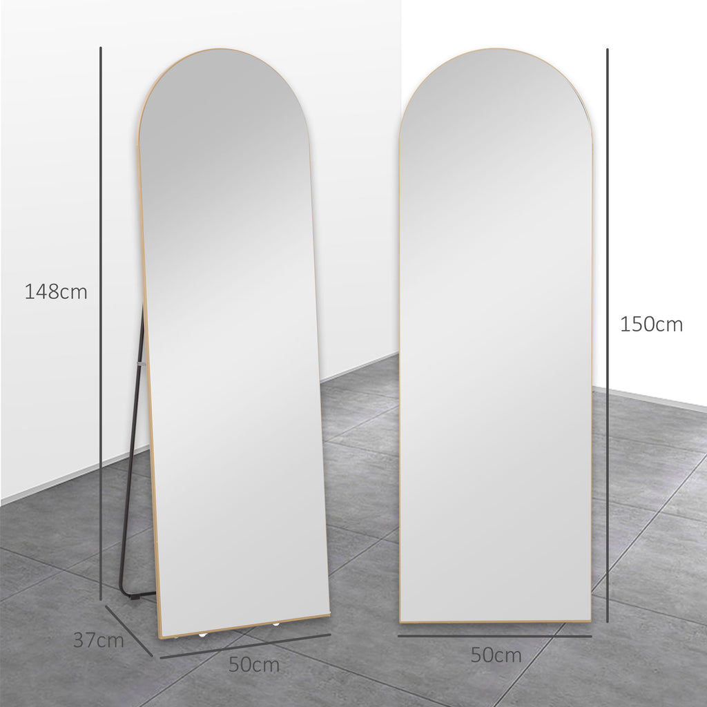 Miroir en pleine longueur 50 x 150 cm miroir sur pied grand miroir mural sans cadre  pour salon, ton doré-2