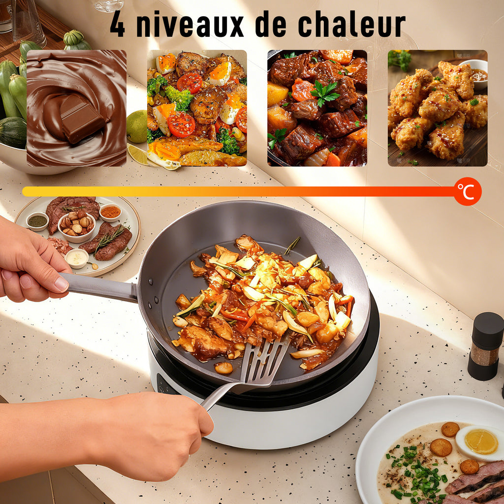 Plaque de cuisson et de barbecue 2 en 1 céramique, 2000 W, 4 niveaux puissance, chauffage infrarouge, blanc-5