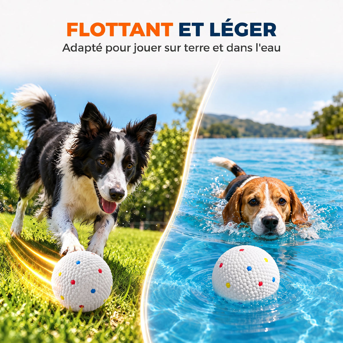 Lot de 6 Balles pour Chien en ETPU Compatibles avec Lanceur Automatique Flottantes et Rebondissantes Ø 58 mm Blanc-5