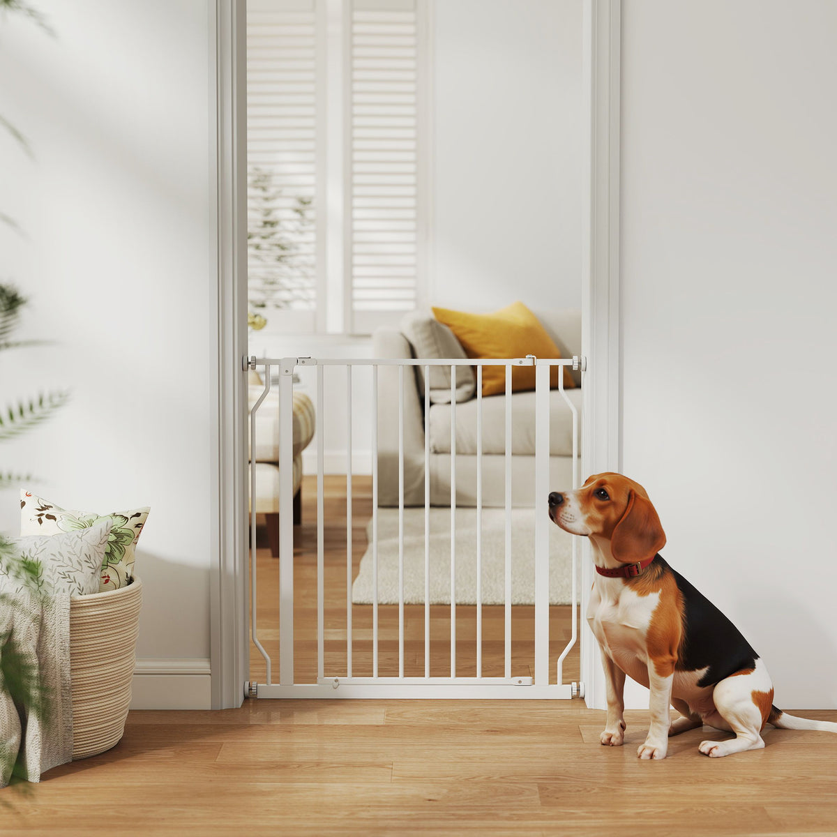 Barrière de sécurité barrière pour animal domestique longueur réglable dim. 75-85L x 76H cm blanc-9