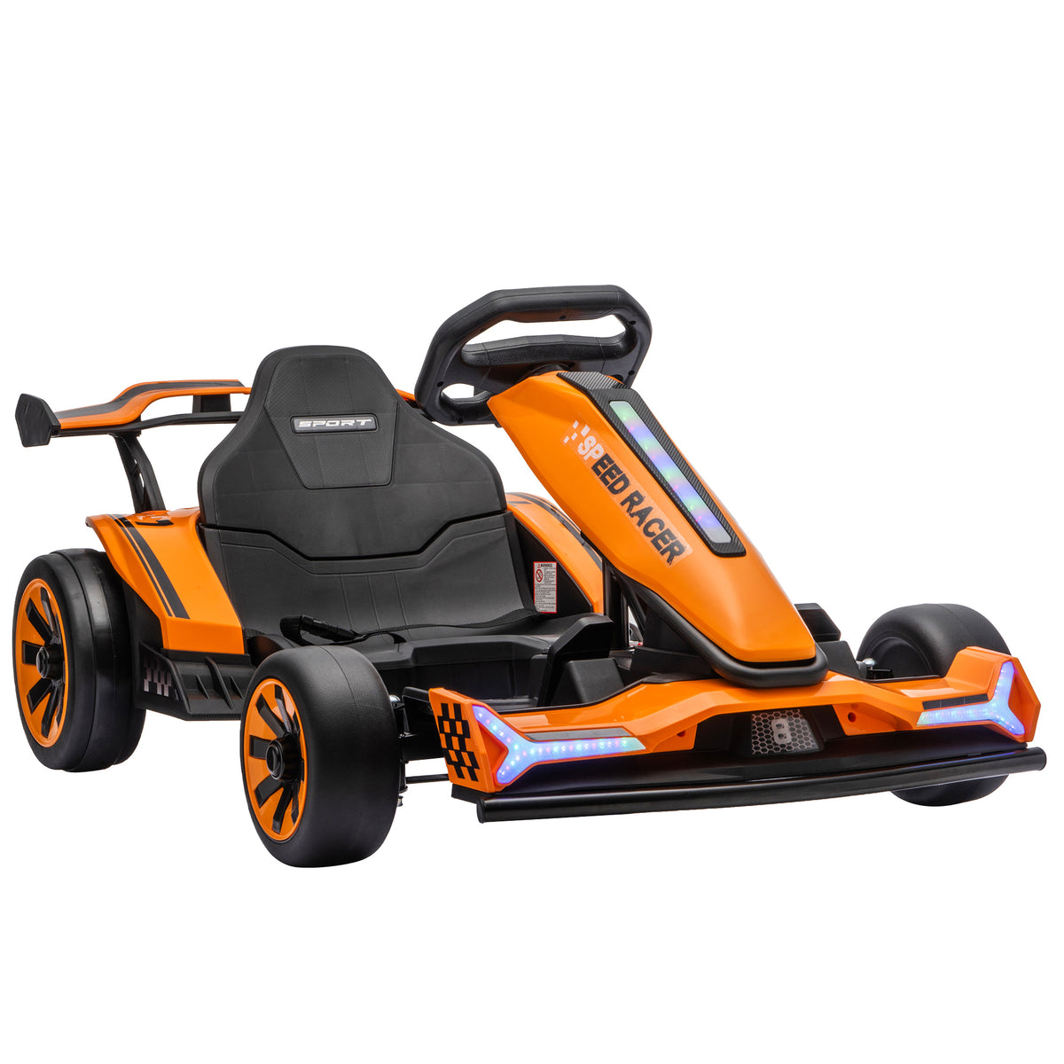 Kart Électrique pour Enfants 12 V, Go Kart, 2 Moteurs, Siège Réglable, Batterie au Lithium, Démarrage Progressif, Orange-0