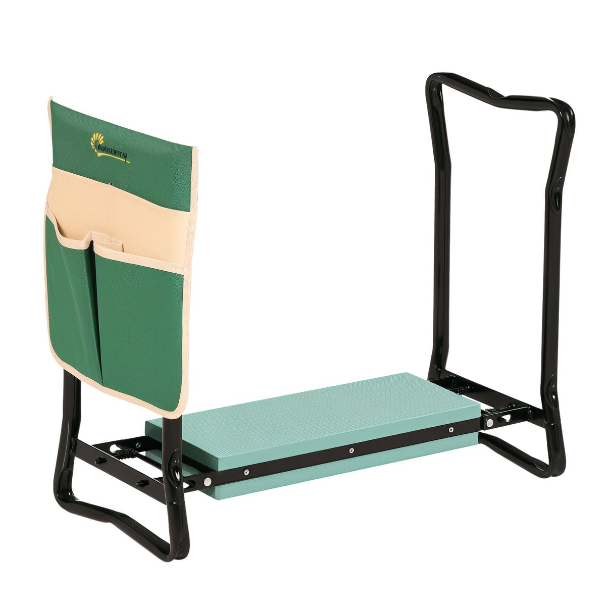 Tabouret de Jardin Pliable agenouilloir de Jardin siège Jardinage avec Coussin Pochette Rangement Outils Vert-0