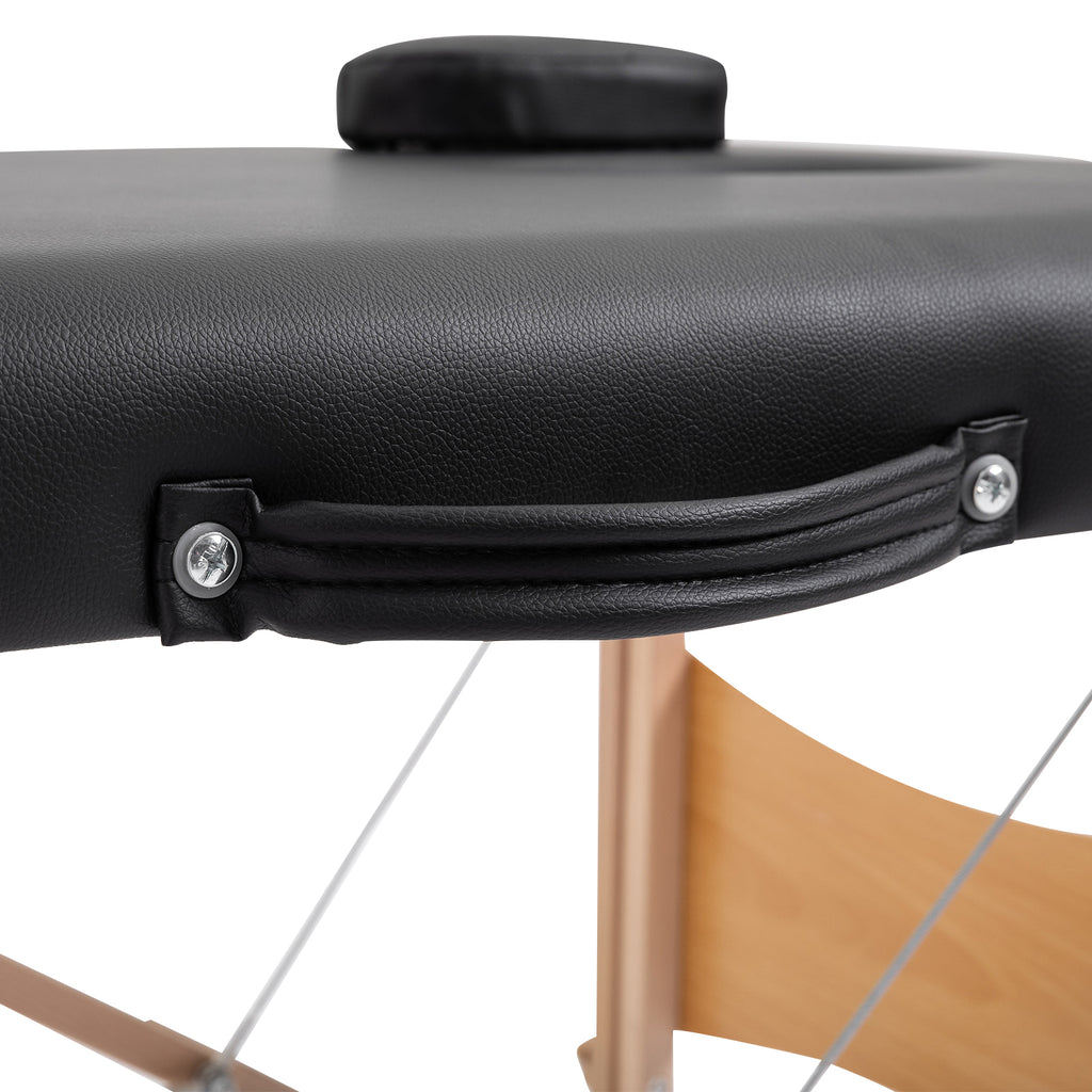 Table de massage pliante, lit de massage 2 zones 186 x 60 cm portable, hauteur réglable noir-7