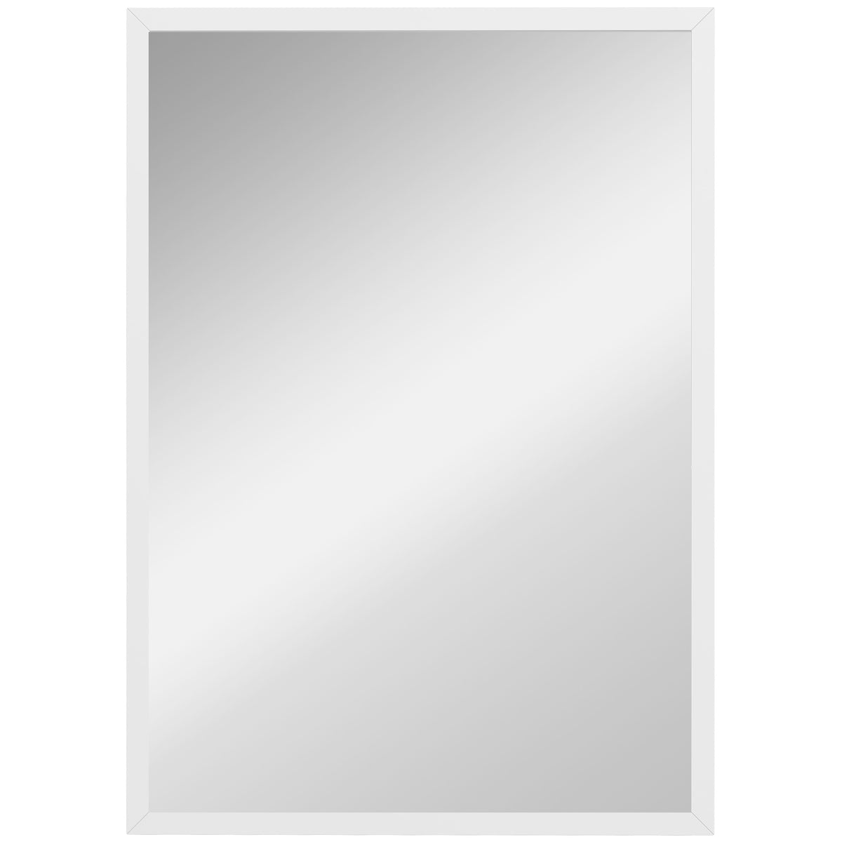 Miroir mural rectangulaire 50 x 70 cm, cadre en bois blanc, idéal pour la salle de bain, salon ou chambre-0