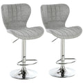 Lot de 2 Tabourets de Bar Design Contemporain Hauteur d'assise réglable 59-81 cm pivotant 360° Lin Gris-0