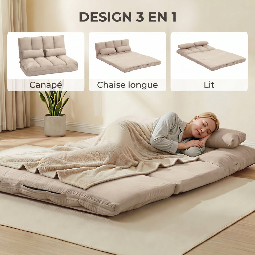Chauffeuse Matelas d'appoint Pliant - Fauteuil Convertible - Inclinaison Dossier réglable 14 Positions - 2 Coussins-4