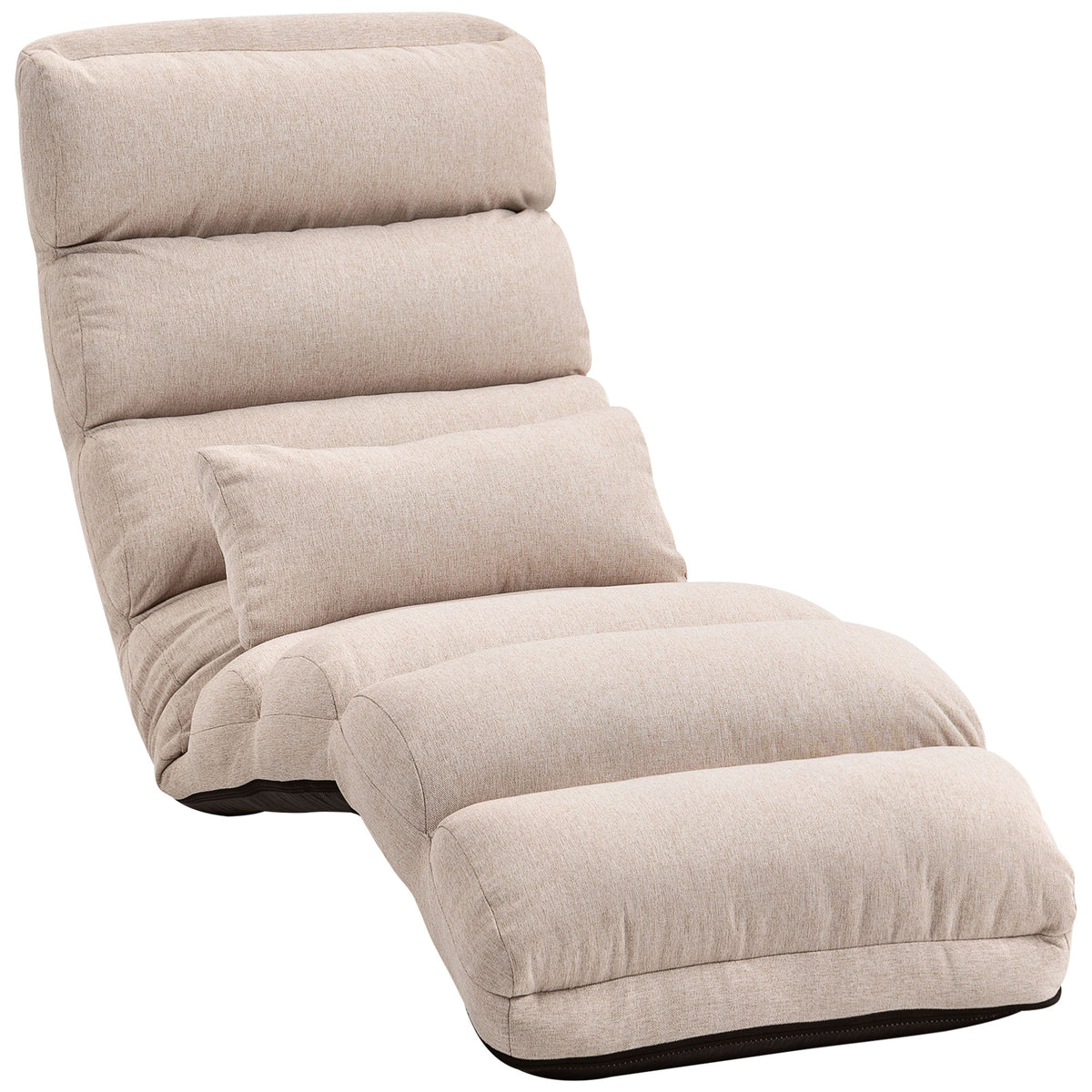 Chauffeuse 1 place fauteuil convertible avec dossier et appui-tête réglables sur 5 positions, 58x119x78cm, beige-0
