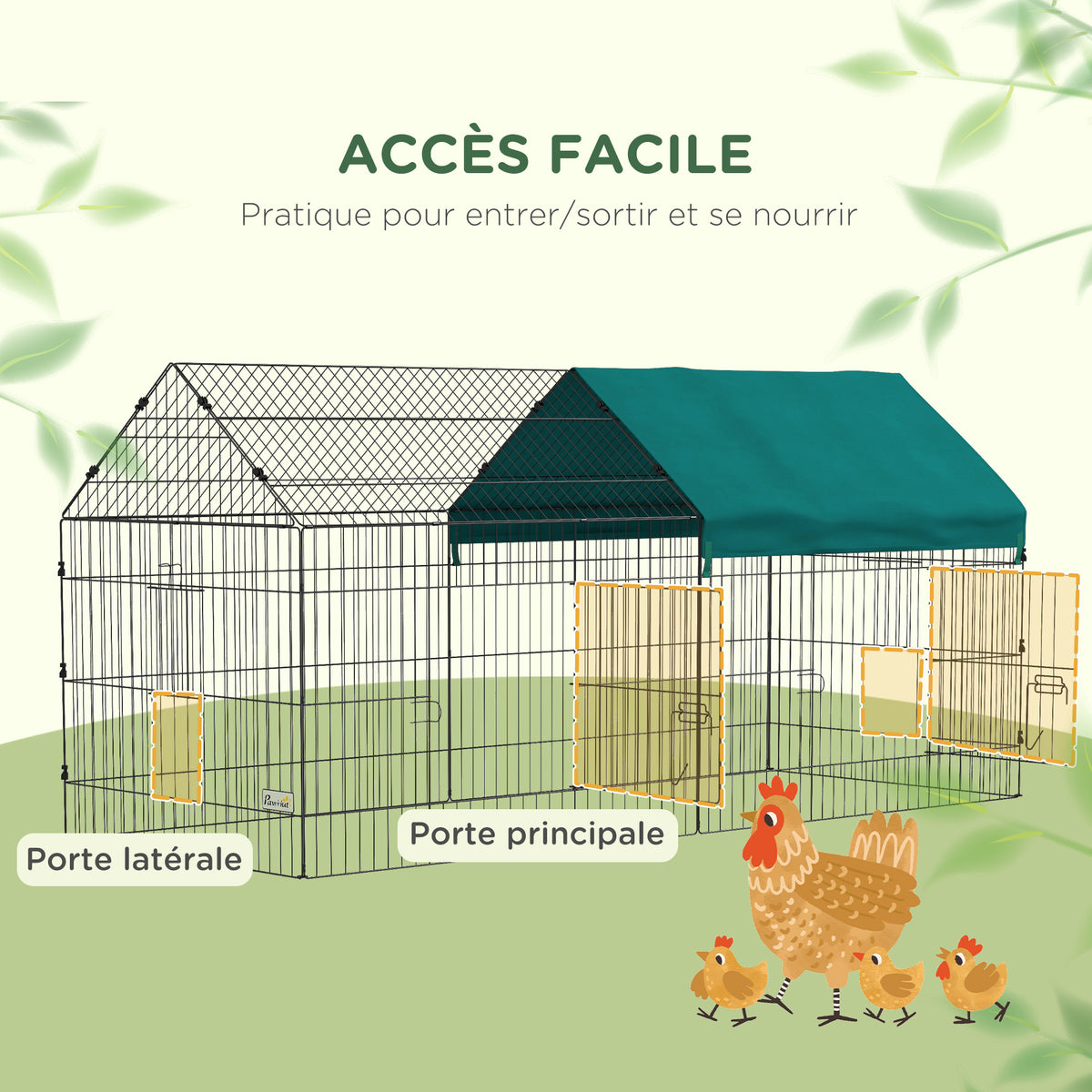 Parc enclos modulable acier avec bache pour lapins rongeurs petits animaux intérieur extérieur 220L x 85l x 103H cm-3