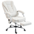 Fauteuil de bureau direction massant chauffant hauteur réglable dossier inclinable toile de lin blanc-0