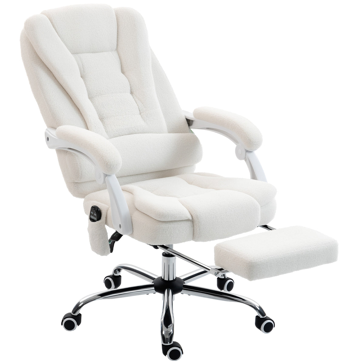 Fauteuil de bureau direction massant chauffant hauteur réglable dossier inclinable toile de lin blanc-0