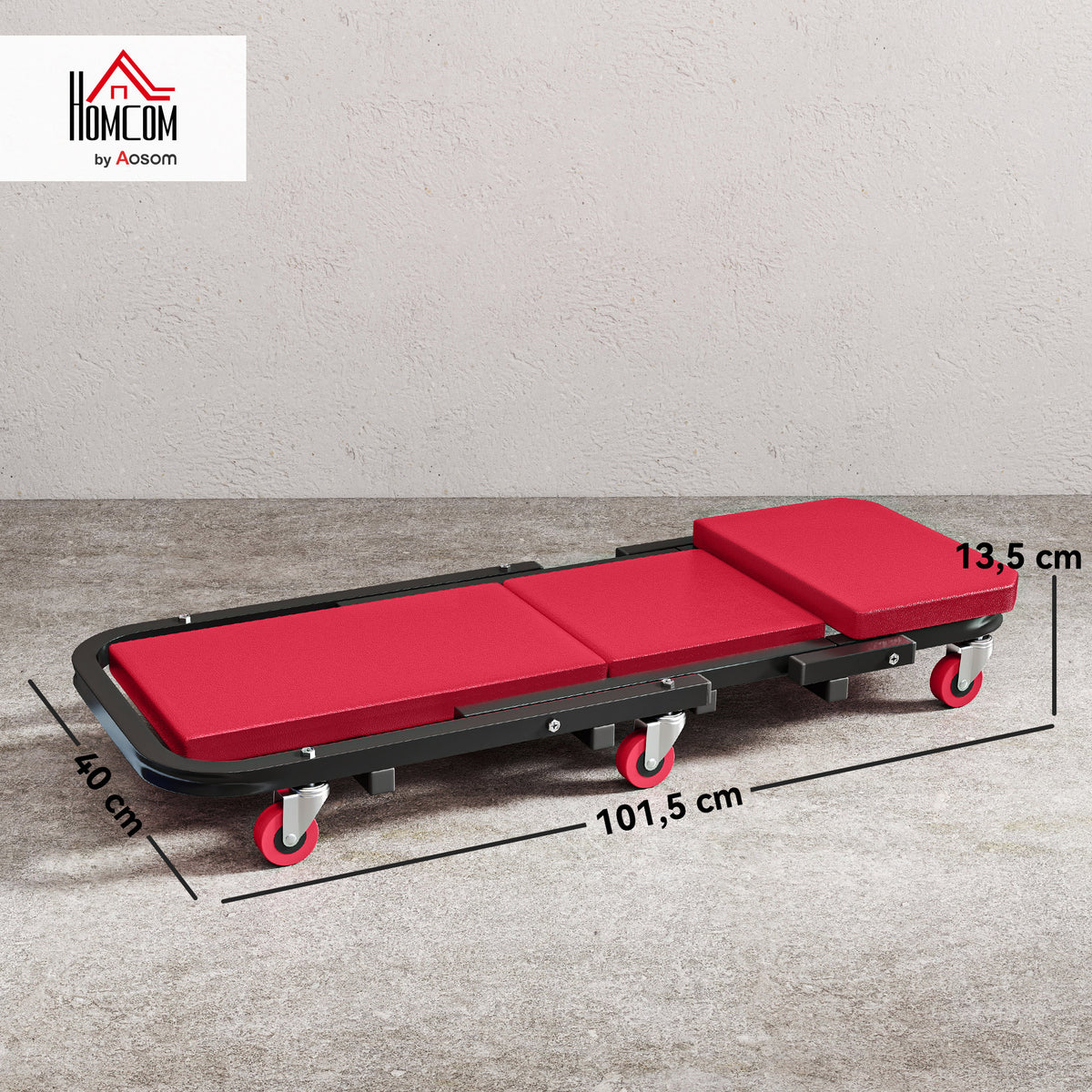 Planche à roulettes de montage 2 en 1 chariot de visite mécanicien pliable en Z charge 150kg 101,5 x 40 x 13,5 cm rogue-2