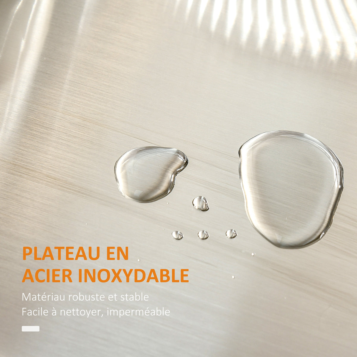 Dessert cuisine à roulettes îlot central cuisine avec plateau en acier, étagère réglable, tiroir, porte-épices, blanc-4