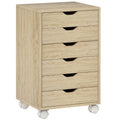 Caisson de Bureau Mobile 6 Tiroirs Silencieux, Support d'Imprimante, Poignées Encastrées, 40 x 35 x 63 cm, Chêne-0
