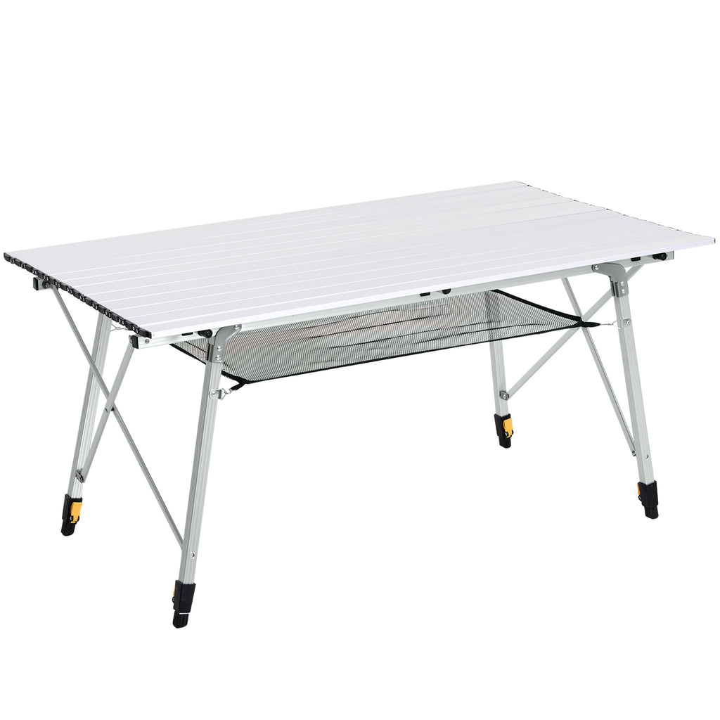 Table pliante en aluminium table de camping table de jardin 6 personnes hauteur réglable + sac de transport-0