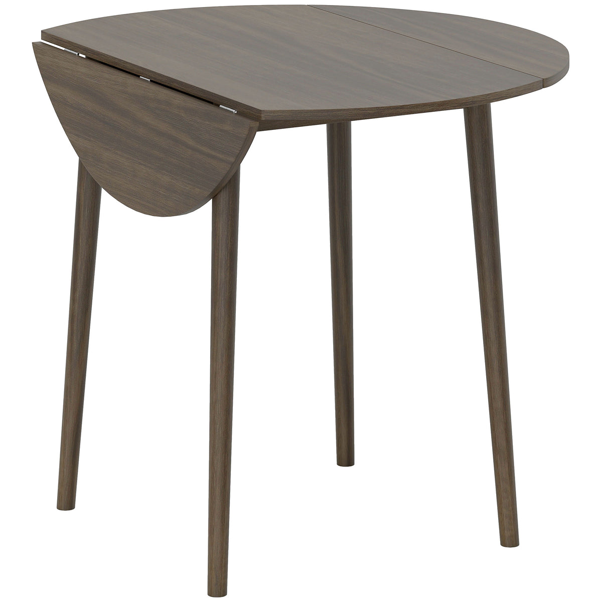 Table de salle à manger pliante 2 abattants, table ronde extensible pour 4 personnes, pieds en bois Ø 89 x 73,5 cm, gris-0