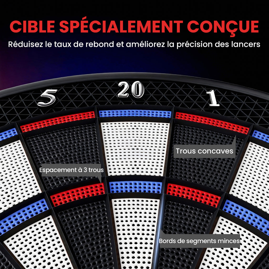 Jeu de fléchettes électronique avec embouts souples, doubles écrans LED, 33 jeux, 202 variations, jusqu'à 8 joueurs-6