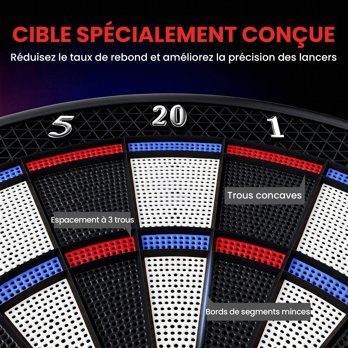 Jeu de fléchettes électronique avec embouts souples, doubles écrans LED, 33 jeux, 202 variations, jusqu'à 8 joueurs-6