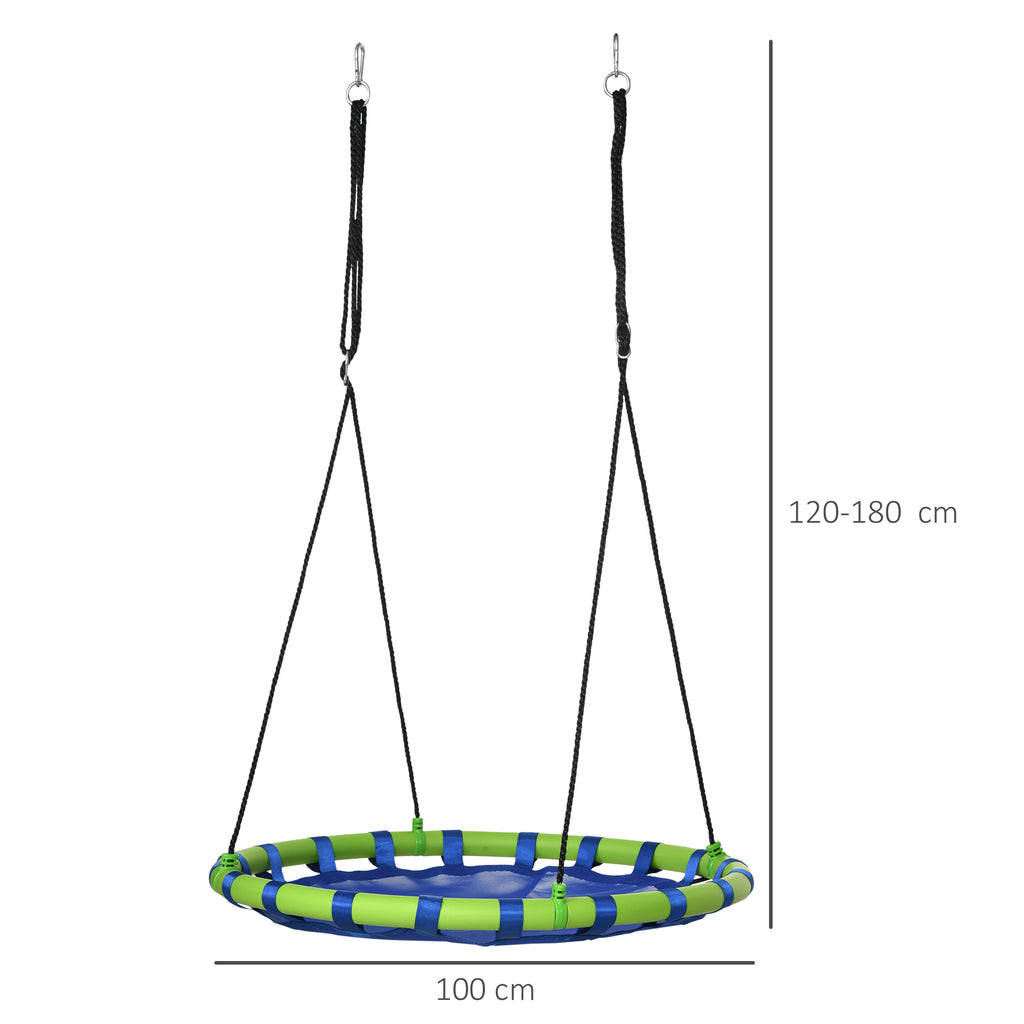 Balançoire nid d'oiseau ronde hauteur réglable à suspendre enfant adulte jardin capacité de charge 150 kg Ø 100 cm bleu-2