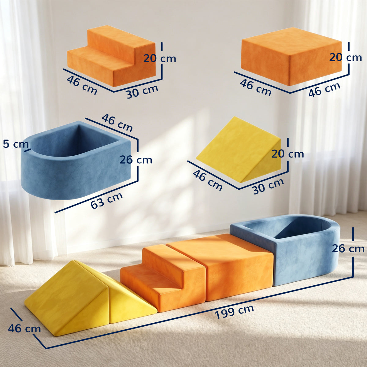 Parcours Motricité Bébé 5PCS, Module Motricité Bébé en Mousse, Piscine à Balles, Housse en Velours Lavable, Multicolore-2