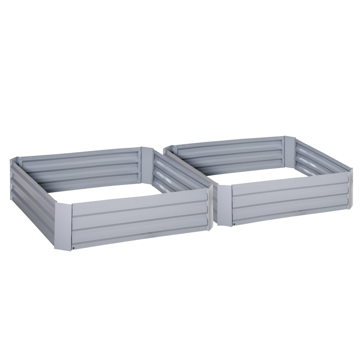 Lot de 2 carré potager de jardin dim. 100L x 100l x 30H cm - tôle d'acier ondulée gris-0