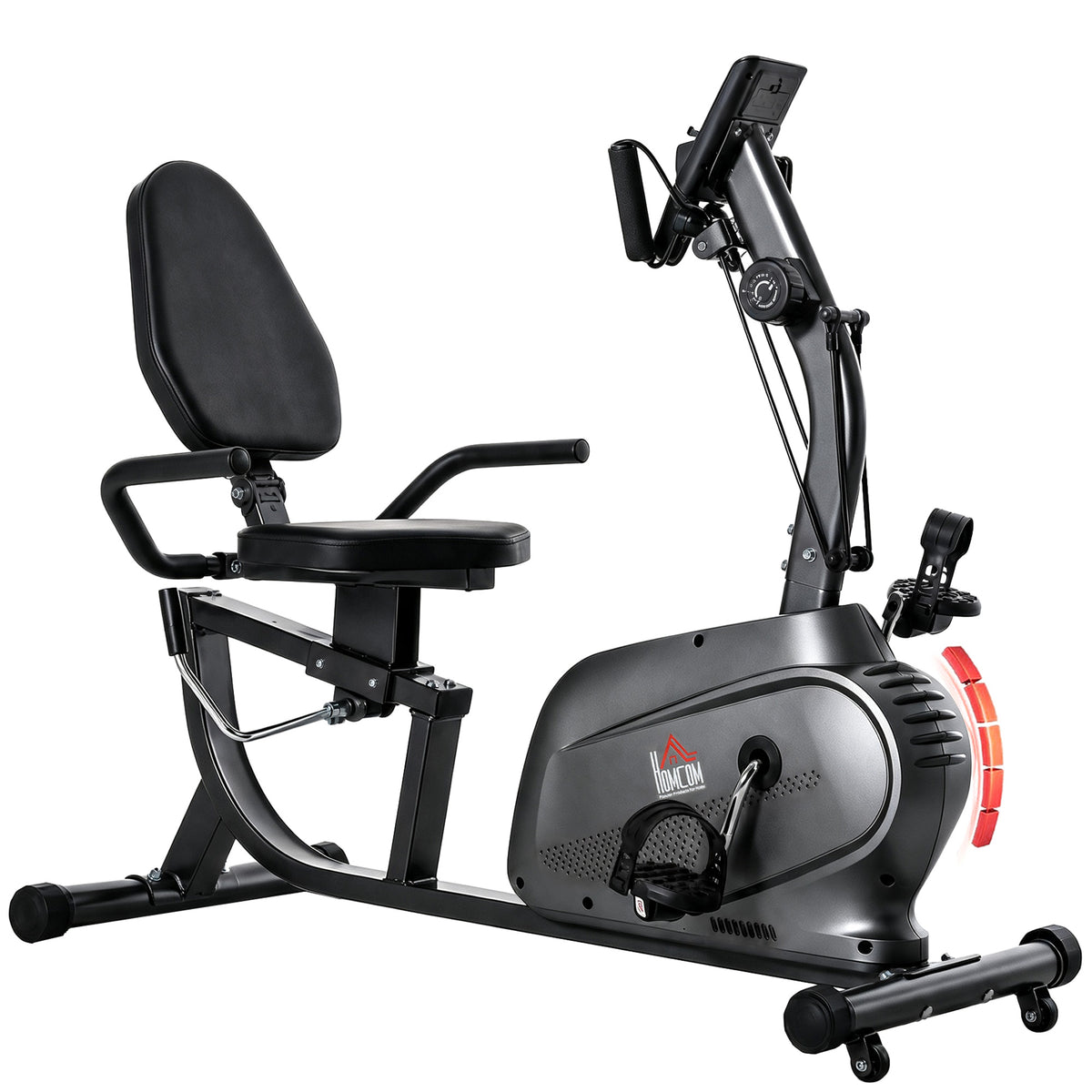 Vélo d'Appartement Semi-Allongé avec Roulettes - Vélo Couché Magnétique Silencieux pour Rééducation et Seniors - Siège Réglable avec Cordes de Résistance pour Fitness à la Maison, Noir-0