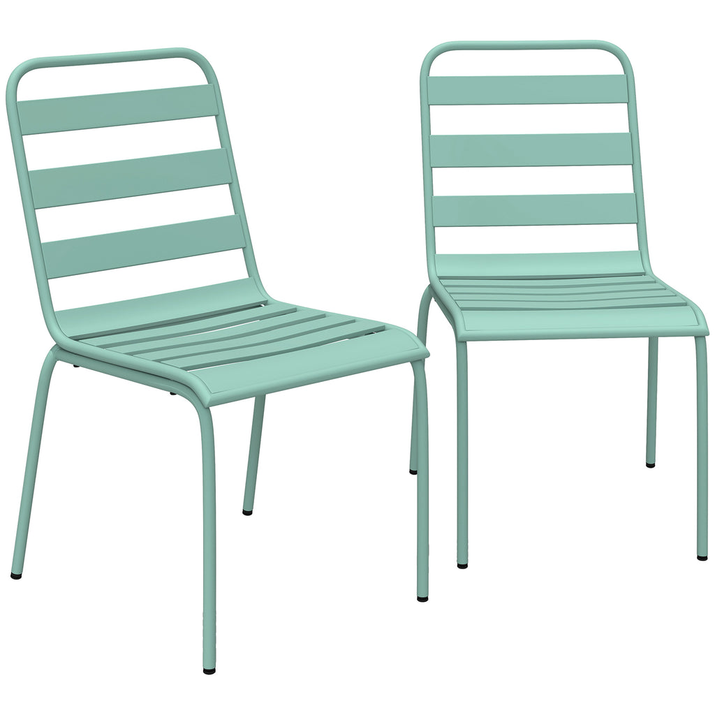 Lot de 2 Chaises de Jardin Empilables en Métal pour Terrasse, Balcon, Jardin, Vert-0