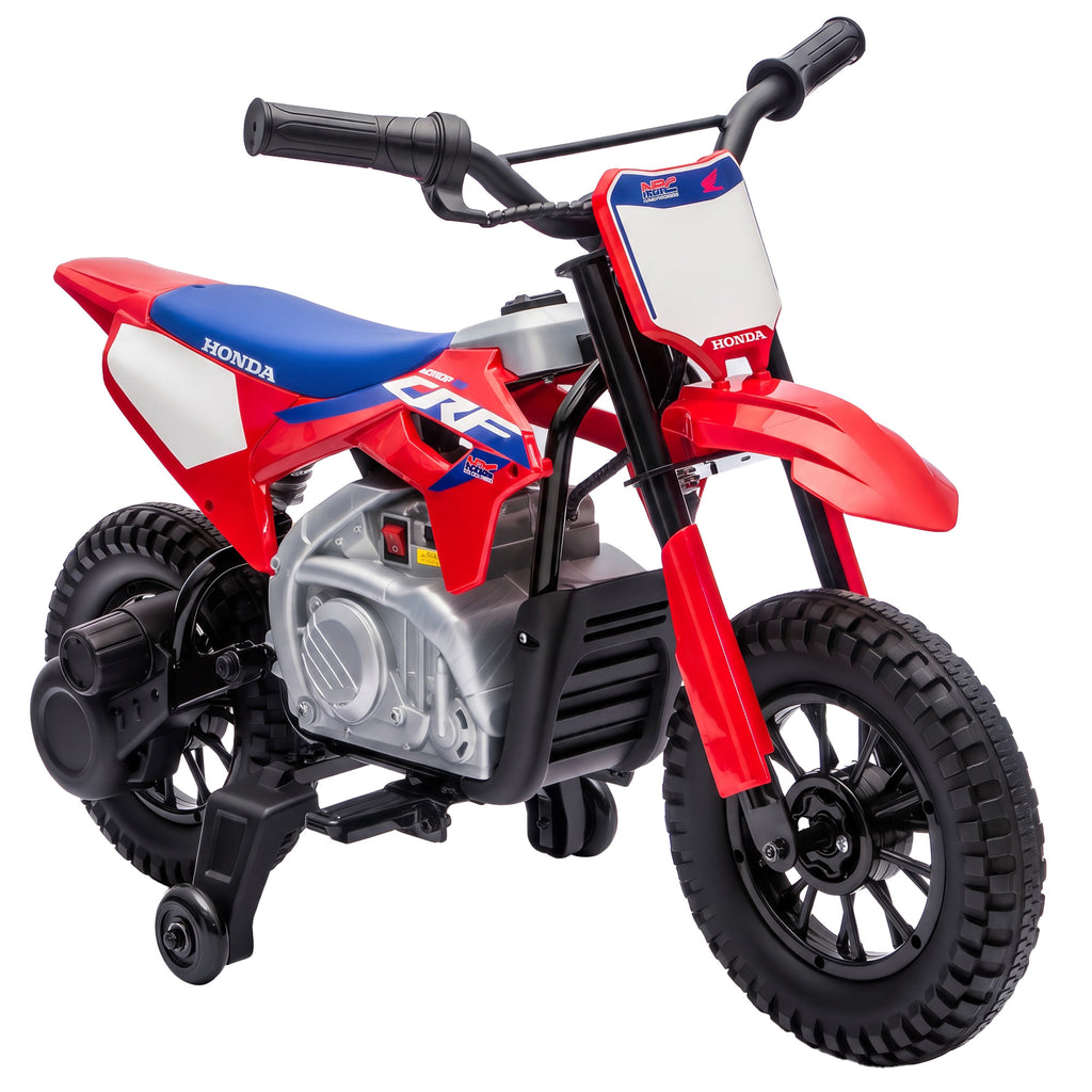 Moto Électrique Enfants sous Licence HONDA 12 V, Vitesse 3-6 Km/h, Voiture Électrique Enfants 3-8 ans, Rouge et Bleu-0
