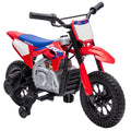 Moto Électrique Enfants sous Licence HONDA 12 V, Vitesse 3-6 Km/h, Voiture Électrique Enfants 3-8 ans, Rouge et Bleu-0