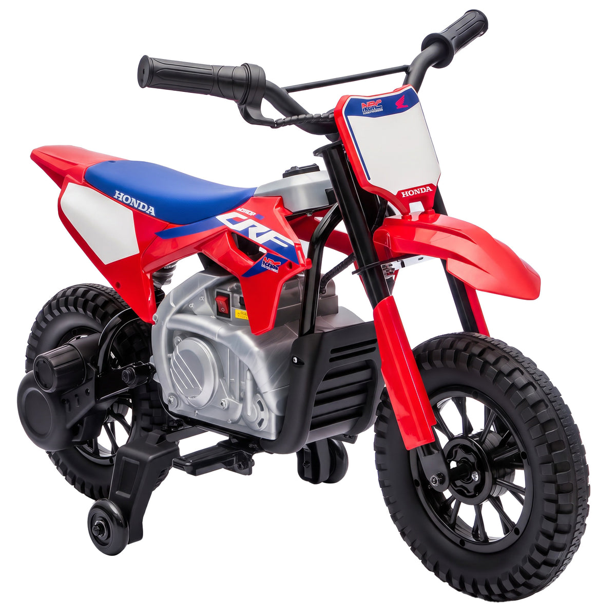 Moto Électrique Enfants sous Licence HONDA 12 V, Vitesse 3-6 Km/h, Voiture Électrique Enfants 3-8 ans, Rouge et Bleu-0