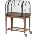 Jardinière surélevée avec bâche transparente, 2 roulettes et 1 étagère inférieure, dim. 80L x 40l x 120H cm-0