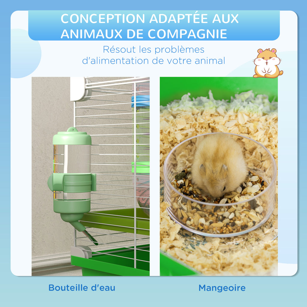 Grande cage pour hamsters cage pour rongeur 5 niveaux avec tunnels abreuvoir roue maisonnette échelles-4