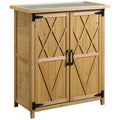 Abri de jardin armoire de jardin 3 étagères 2 portes toit en tôle galvanisé étanche bois sapin 75 x 40 x 90 cm jaune-0