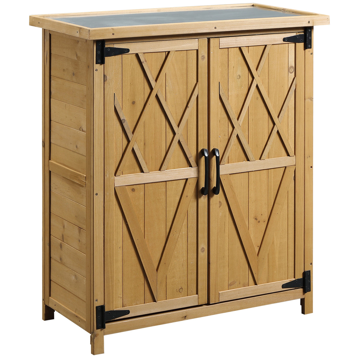 Abri de jardin armoire de jardin 3 étagères 2 portes toit en tôle galvanisé étanche bois sapin 75 x 40 x 90 cm jaune-0