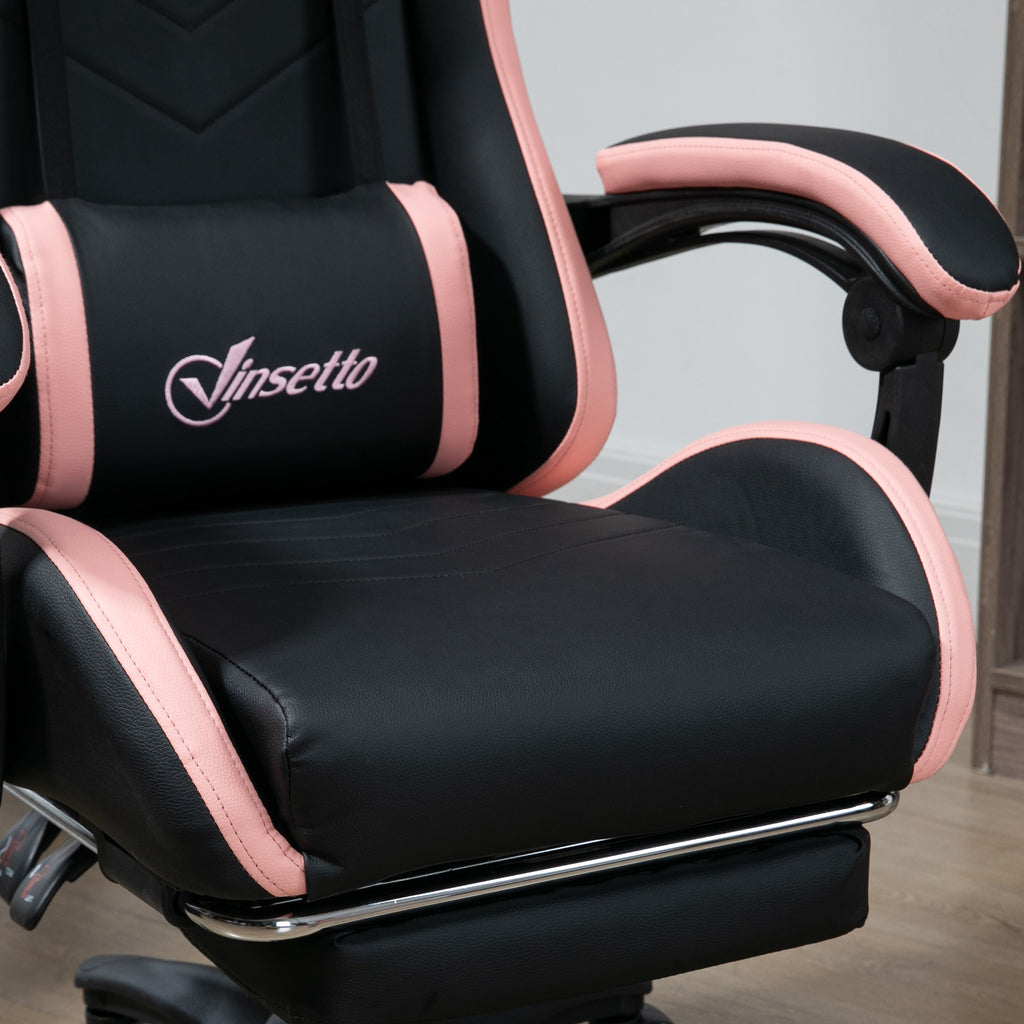 Chaise gaming fauteuil gaming ergonomique avec dossier inclinable à 135° et soutien lombaire, 65 x 65 x 121-129 cm rose-8