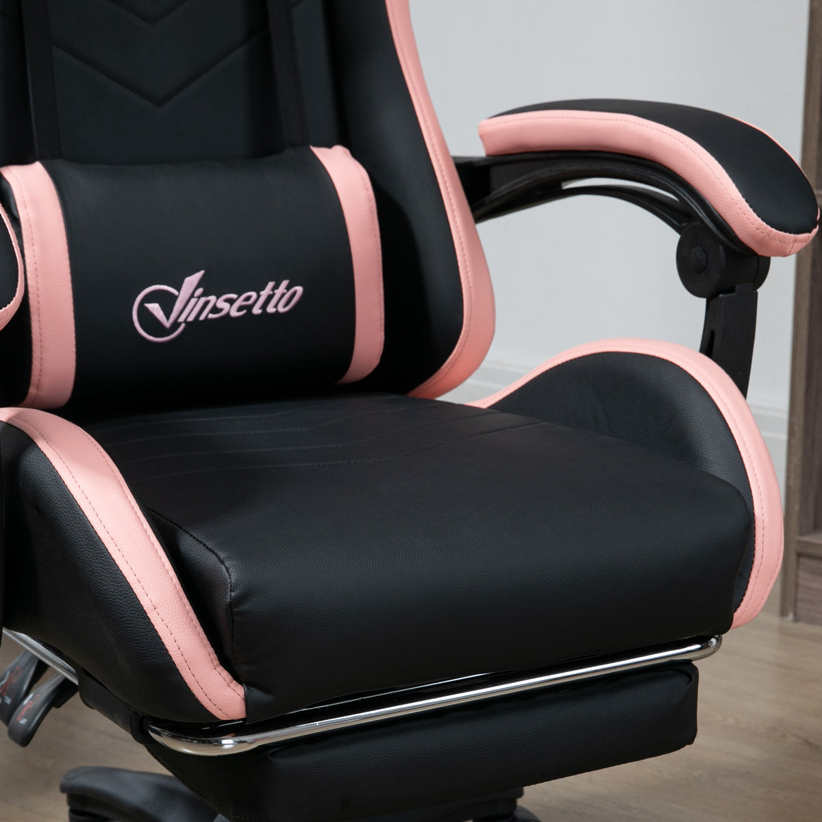 Chaise gaming fauteuil gaming ergonomique avec dossier inclinable à 135° et soutien lombaire, 65 x 65 x 121-129 cm rose-8