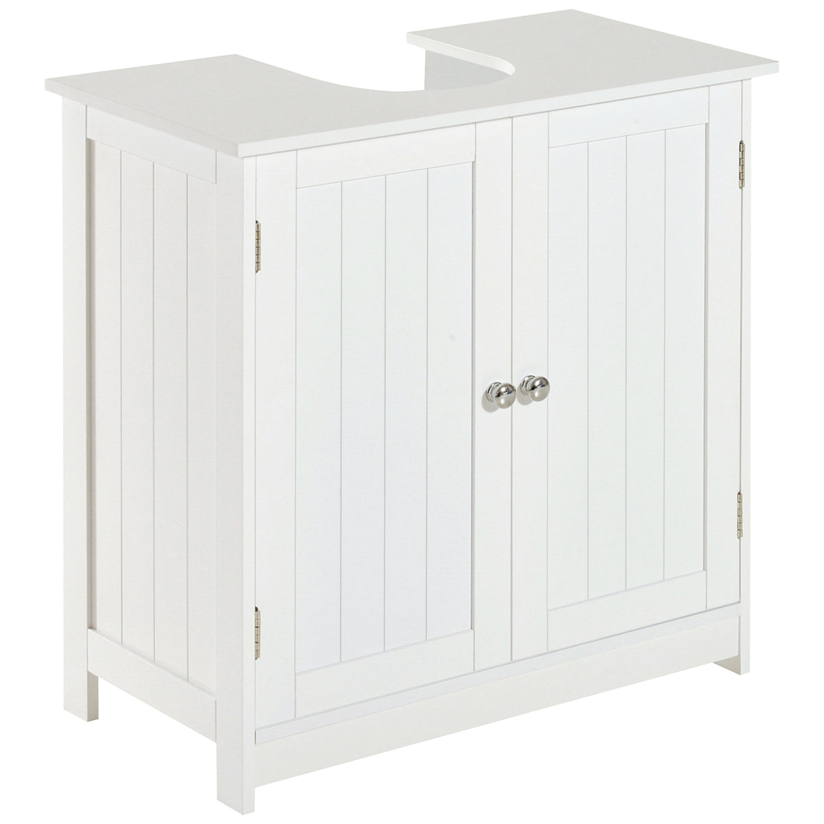 Meuble sous lavabo, meuble de salle de bain placard à 2 portes, étagère réglable, anti-humidité, 60 x 30 x 60 cm, blanc-0