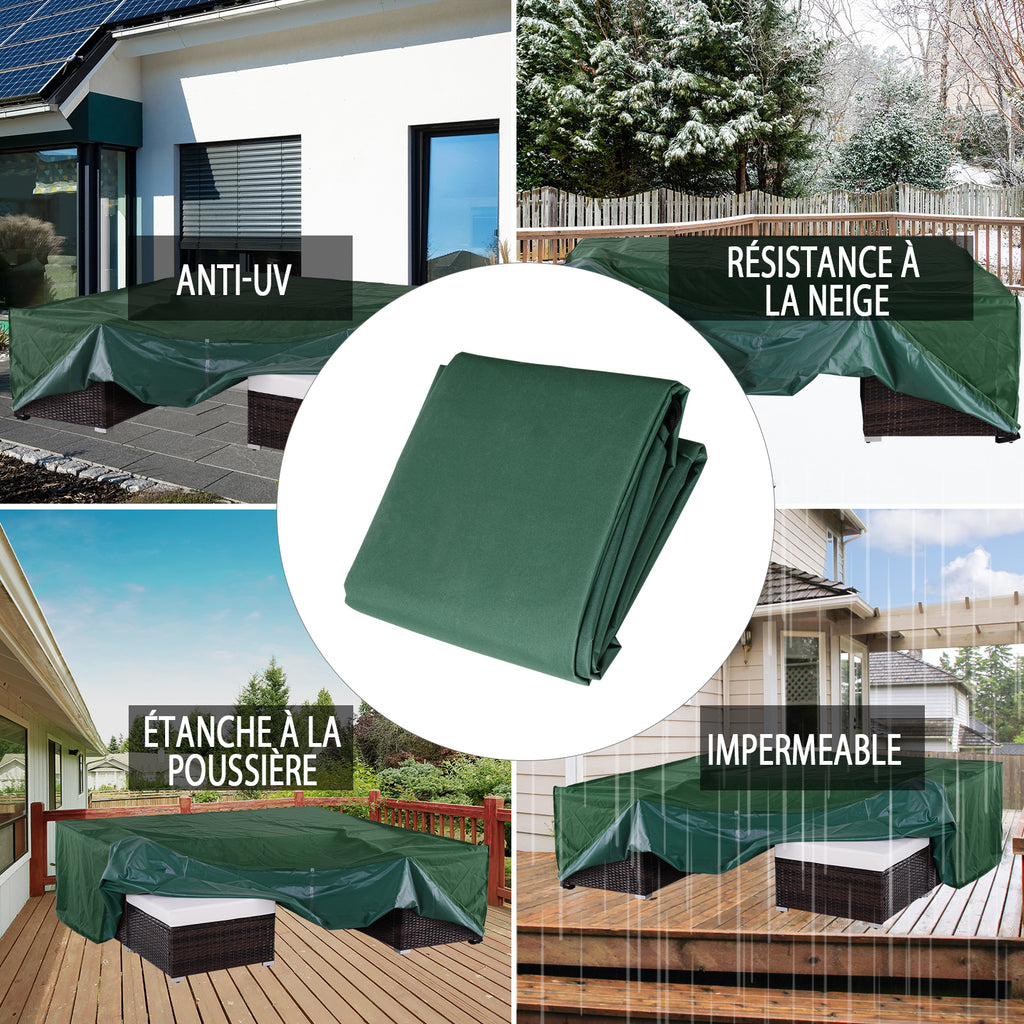 Housse de Protection Étanche Housse Salon de Jardin 600D Oxford Tissu Bâche Salon de Jardin Extérieur Imperméable rectangulaire 210L x 140l x 80H cm Vert-5