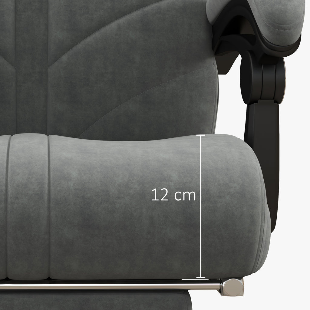 Fauteuil chaise de bureau massant chauffant inclinable avec repose-pieds intégré 5 roulettes gris-8