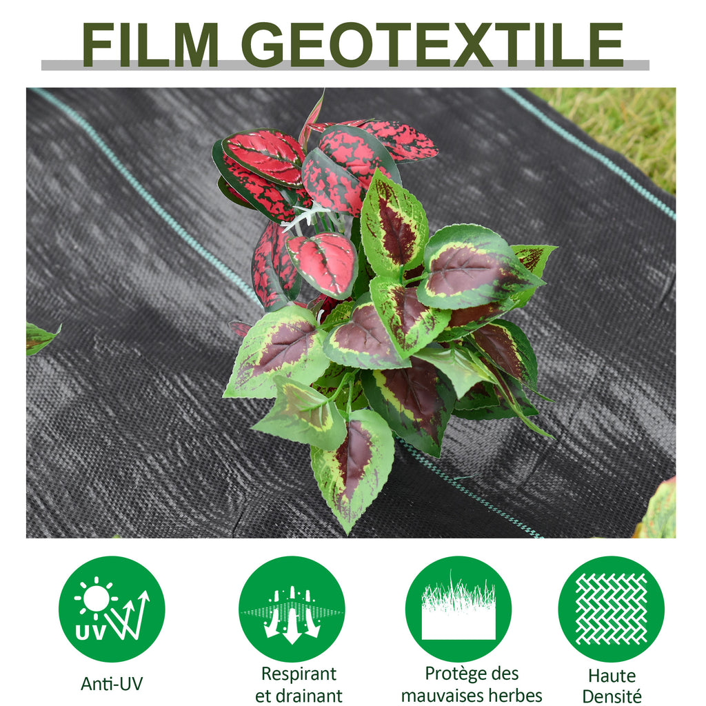 Toiles de paillage - Toile anti mauvaises herbes - toile de paillage anti mauvaises herbes 100 g/m² - indéchirable perméable à l'eau anti UV dim. 50L x 2l m - PP noir vert-4
