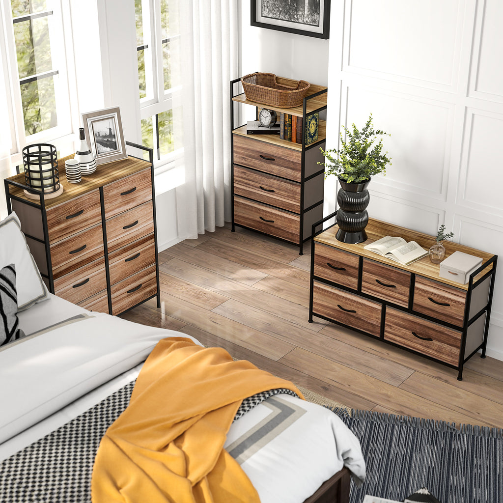 Meuble de Rangement commode 8 tiroirs en tissu amovibles, étagère supérieure et cadre acier 79L x 29l x 101H cm-8
