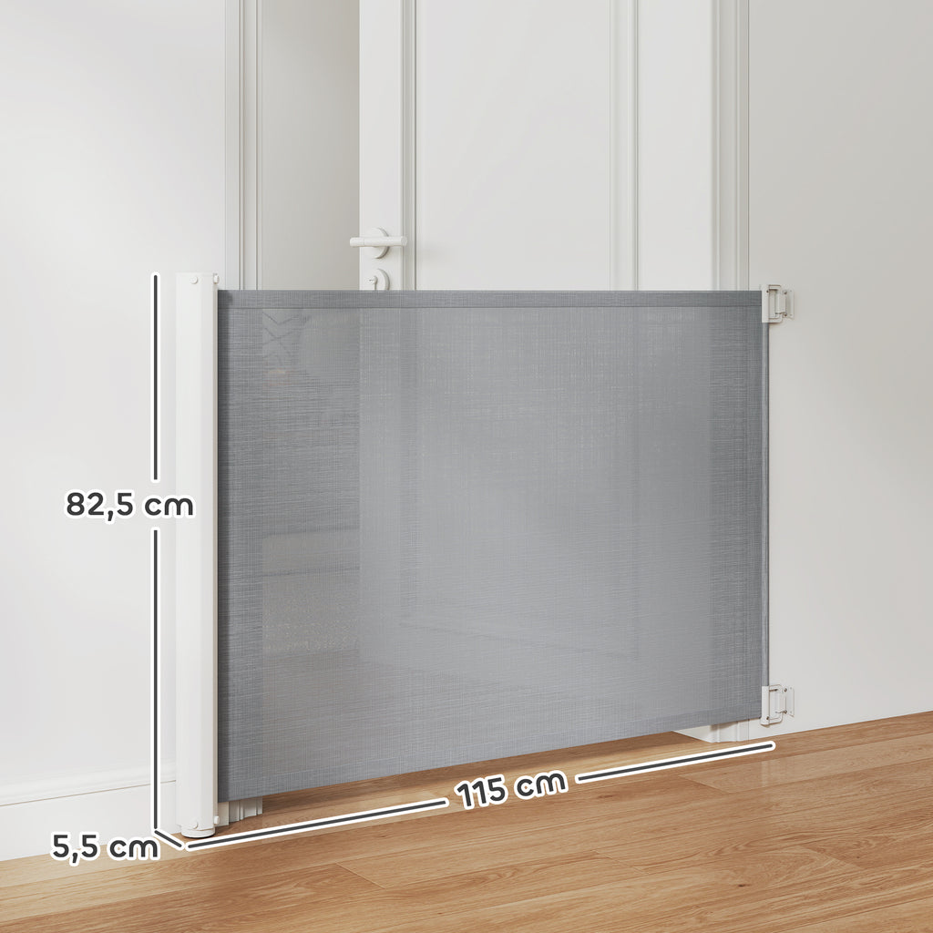 Barrière de sécurité barrière animaux rétractable automatique 1,15L x 0,83H m teslin métal gris-2