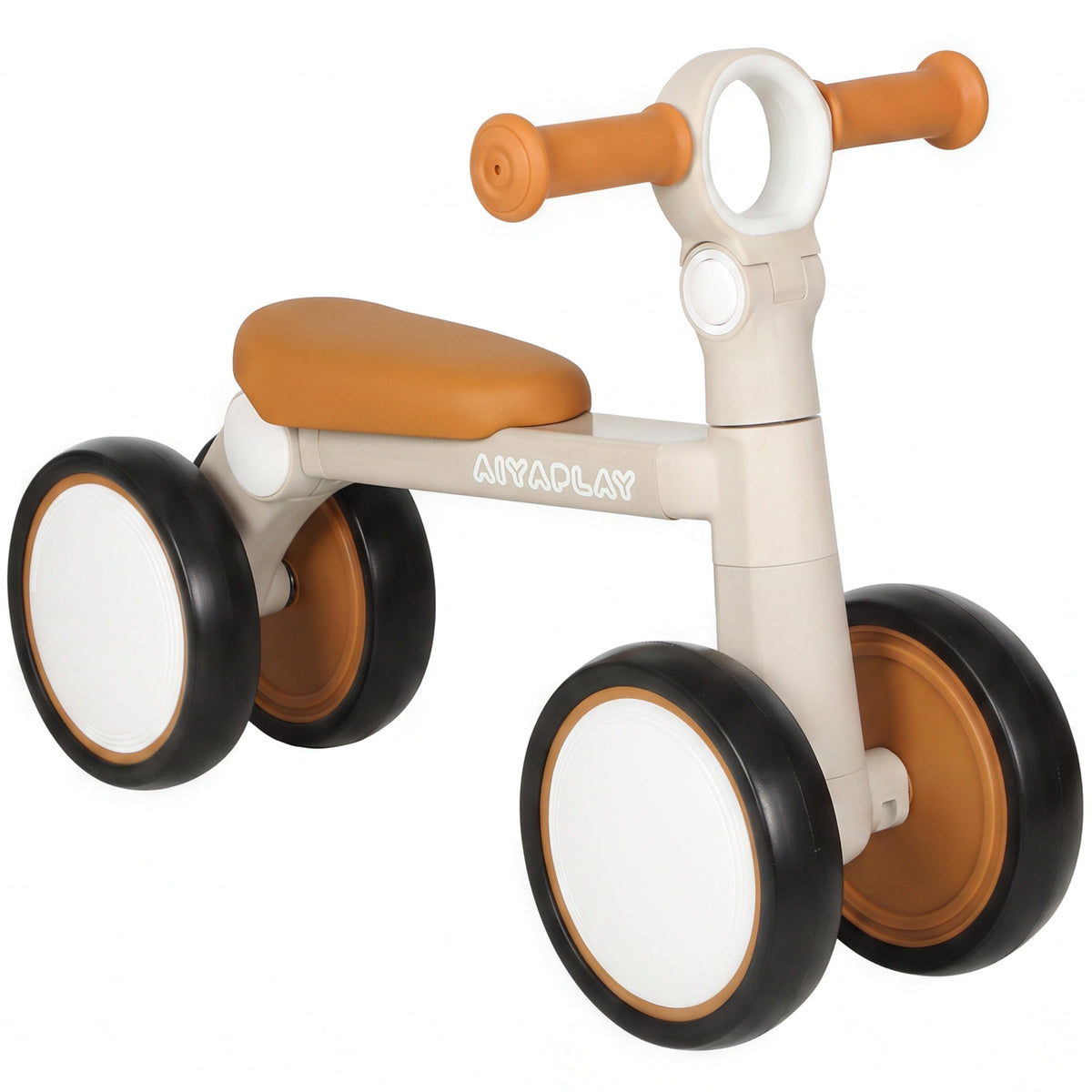 Draisienne Bébé 1-2 Ans Pliable, Cadre Léger en Aluminium, Siège Guidon Réglables, Pneus Silencieux, 57x28,5x40cm, Crème-0